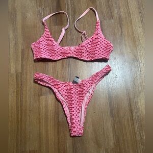 Triangl Swimwear Pink Textured Bikini